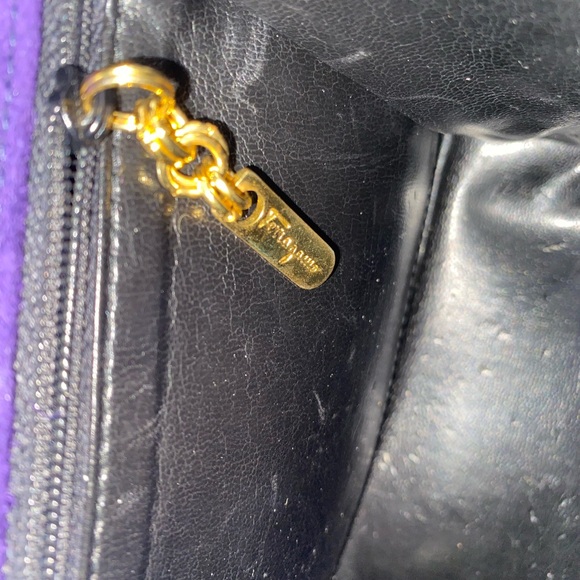 Purple and Gold Structured Clutch with Lock Closure - Picture 4 of 7